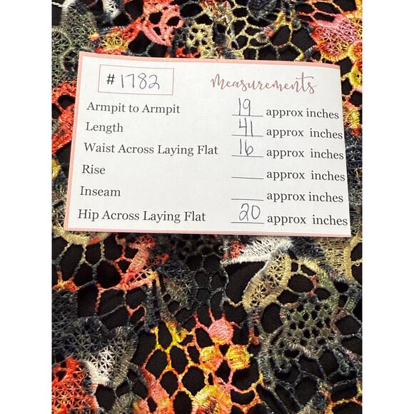 Paper Dolls London Black Green Orange Crochet Lace Pencil Midi Dress Size 12 - Picture 12 of 13